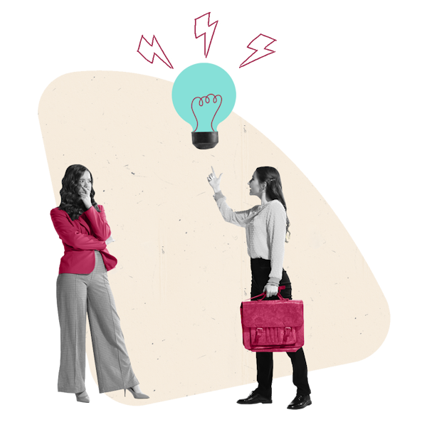 woman pointing to a lightbulb indicating an idea why alignment is need